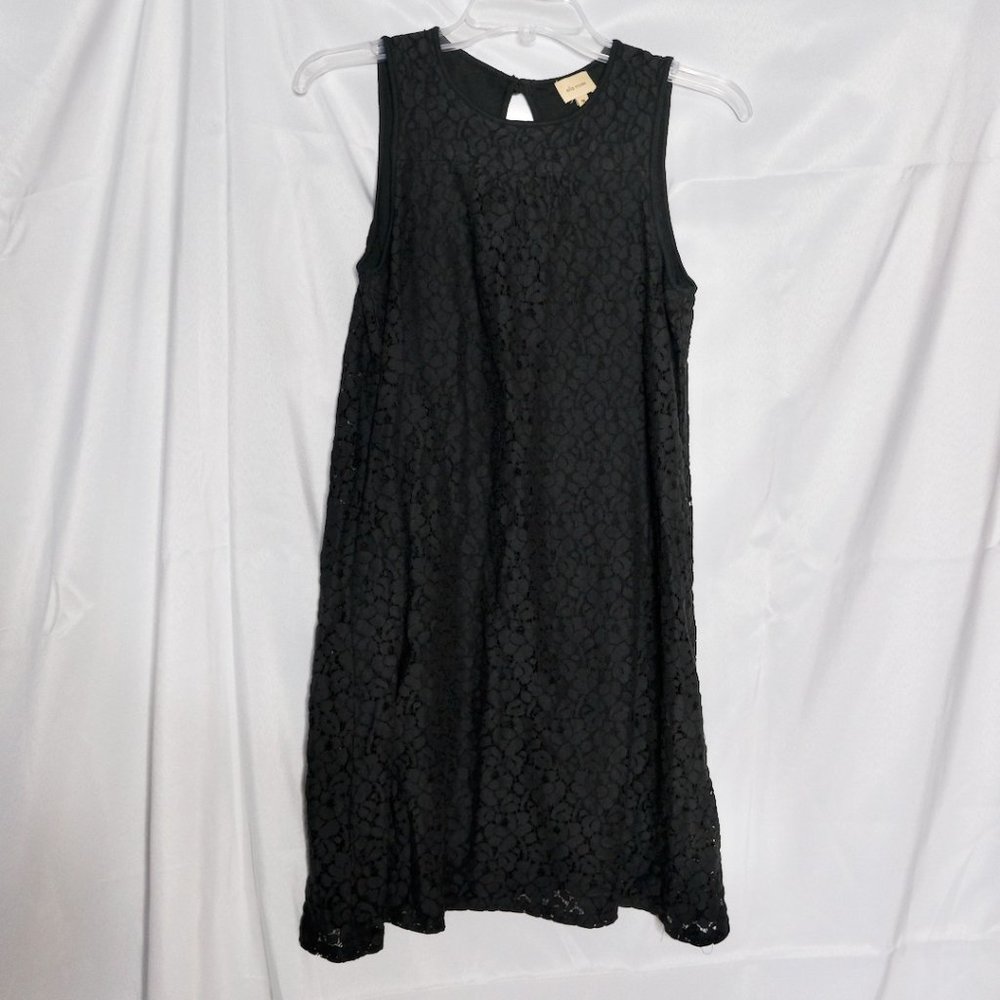 ELLA MOSS Eyelet Mini Shift Dress -  Black